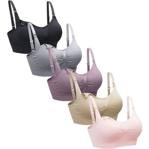 Suekaphin 5PACK Nursing Bra Wireless Bra Women's Sleeping Maternity Bra Breastfeeding Bra