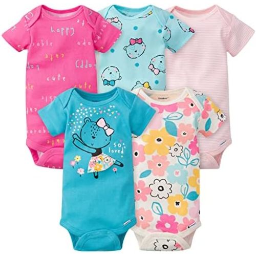Gerber baby-girls 5-pack Short Sleeve Variety Onesies Bodysuits