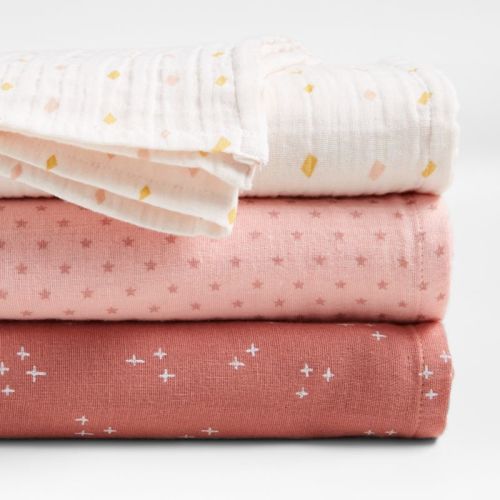 Pink Charms Organic Baby Swaddles, Set of 3