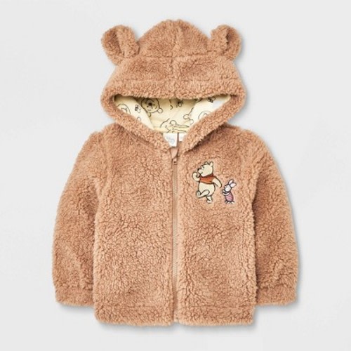 Baby Disney Winnie the Pooh Sherpa Zip-Up Sweatshirt - Tan, Size: Newborn