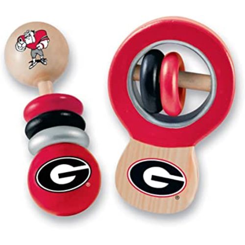 BabyFanatic Wood Rattle 2 Pack - NCAA Georgia Bulldogs - Officially Licensed Baby Toy Set