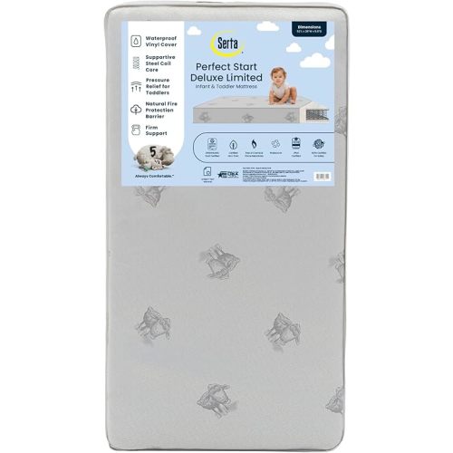 Serta Perfect Start Deluxe Limited Dual Sided Baby Crib Mattress and Toddler Mattress, GREENGUARD Gold Certified, Firm Support, Waterproof, 7 Year Warranty, Made in USA