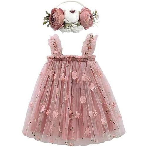 BGFKS Layered Tulle Tutu Dress for Toddler Girls,Baby Girl Rainbow Tutu Princess Skirt Set with Flower Headband.