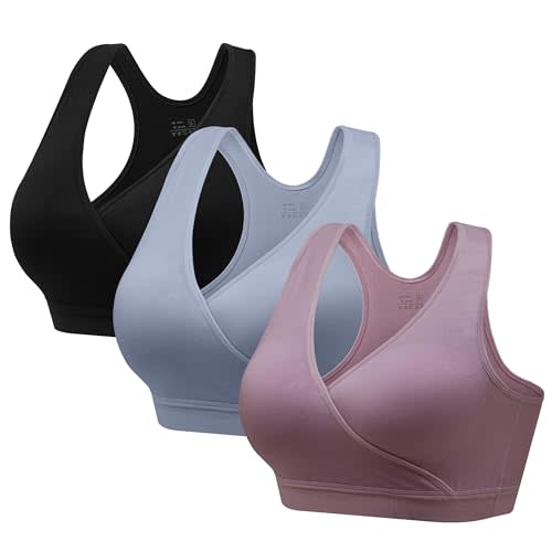 HBselect Nursing Bras for Breastfeeding, Maternity Nursing Sleep Bra Wireless Pregnancy Sleep Bralette 3/5 Pack