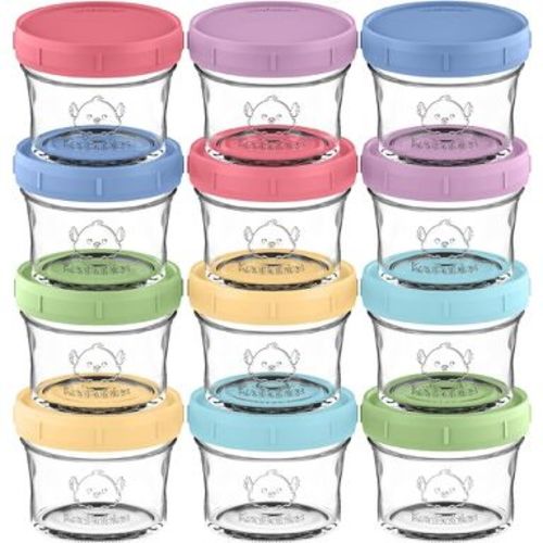 12pk Prep Baby Food Storage Containers, 4 oz Leak-Proof, BPA Free Glass Baby Food Jars for Feeding (Nord)