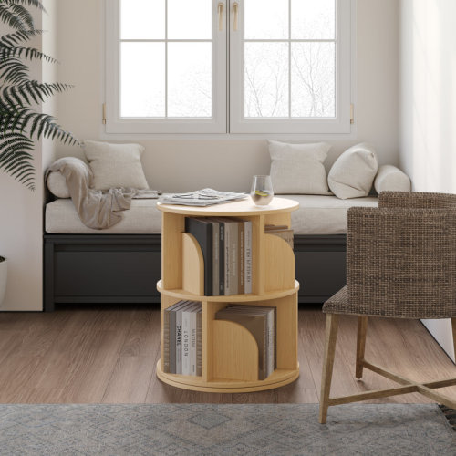 George Oliver Rotating Bookshelf, 2 Tier Small Bookcase Corner Shelves Display Storage Tower Space-saving Revolving For Small Space & Reviews | Wayfair