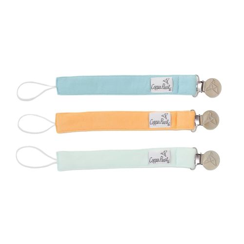 Copper Pearl Pacifier Clip 3-Pack: Premium Knit Binky Clips for Baby Girls and Boys - Stylish Stainless Steel Pacifier Holder Clip - Baby Pacifier Clips for No More Floor Drops - Bennie