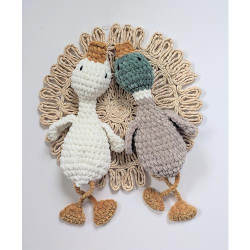 Handmade Duck Lovey. Crocheted Baby Blanket. Neutral Unisex Baby Shower Gift. Newborn Toy. Farm Woodlands Nursery Decor. Photo Shoot Prop.