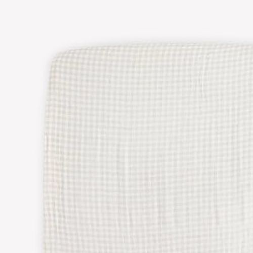 Cotton Muslin Crib Sheet (Tan Gingham)