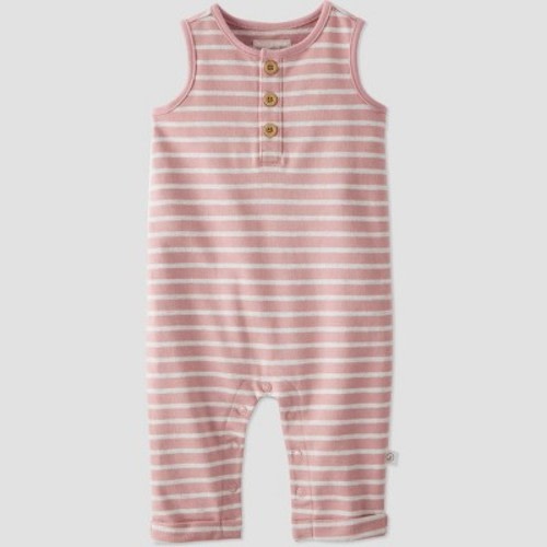 little Planet By Carter's Baby Striped Jumpsuit - Rose Pink, Size: 6M
