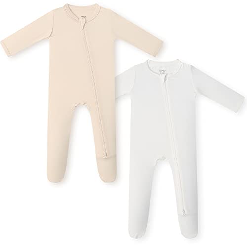 HAPIU Rayon from Bamboo Baby Footed Pajamas, 2 Way Zipper YKK, Footie for Baby Boy Girls, Newborn-24 Months