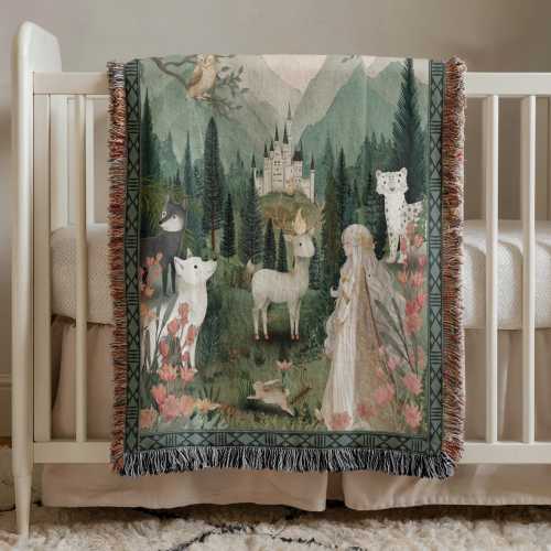 Throne of Glass Knit Baby Blanket | 100% Cotton Woven Throw | Bookish Tapestry for Nurseries