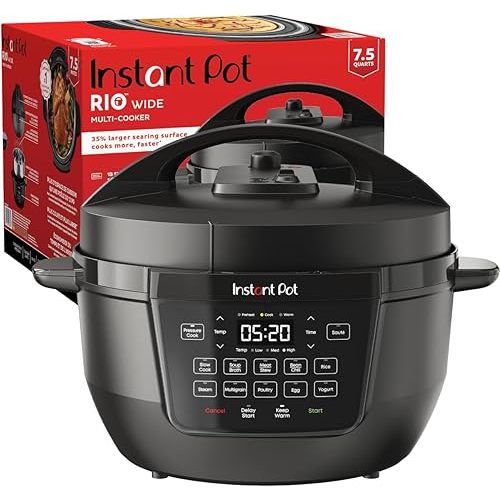 Instant Pot RIO Wide Base, 7.5 Quarts, Large Searing Base, WhisperQuiet Steam Release, 7-in-1 Electric Multi-Cooker, Pressure Cooker, Slow Cooker, Rice Cooker, Steamer, Sauté, Yogurt & Warmer