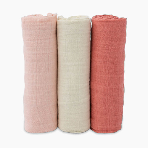 Little Unicorn Cotton Muslin Swaddle Blanket 3 Pack - Rose Petal