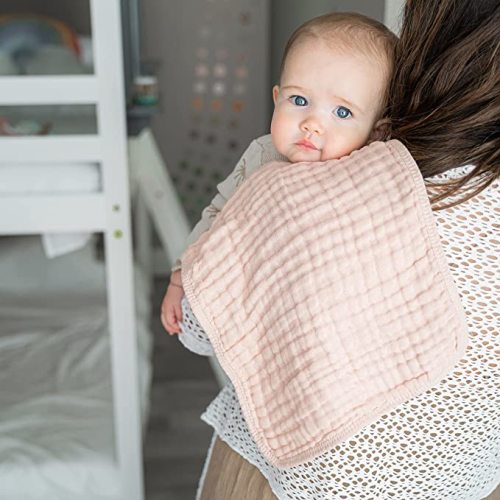 Comfy Cubs Muslin Burp Cloths Large 100% Cotton Hand Washcloths for Babies, Baby Essentials 6 Layers Extra Absorbent and Soft Boys & Girls Baby Rags for Newborn Registry (Blush 10-Pack, 20" X10") - 10-Pack 20"X10"