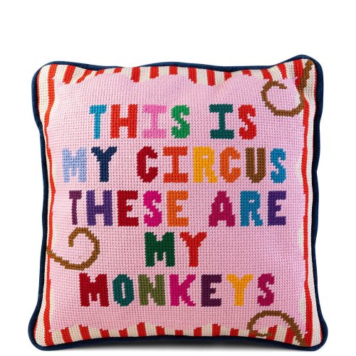 Furbish My Circus Needlepoint Pillow