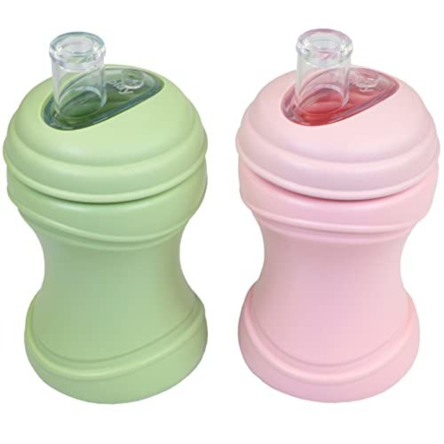 Re-Play Baby Sippy Cups for Toddlers 2pk Soft Spout Sippy Cup Ice Pink Leaf