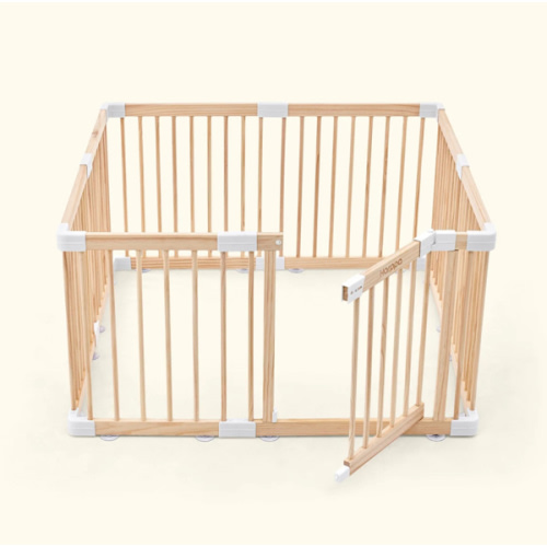 HARPPA Wooden Baby Gate Playpen | Non-Toxic Foldable DIY Adjustable Play Yard for Infants & Toddlers – Natural Finish Baby Fence for Small & Large Spaces