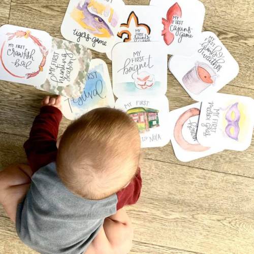 Watercolor Cajun Baby Milestone Cards | Louisiana Inspired Milestone Photo Prop Cards