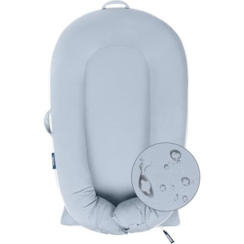 Organic Replacement Cover with Waterproof Pad | Premium Quality Spare Cover Certified Organic Cotton | [Fits Dockatot Deluxe + Docks] (Cover Only) (Alice Blue, Waterproof Organic Cotton)