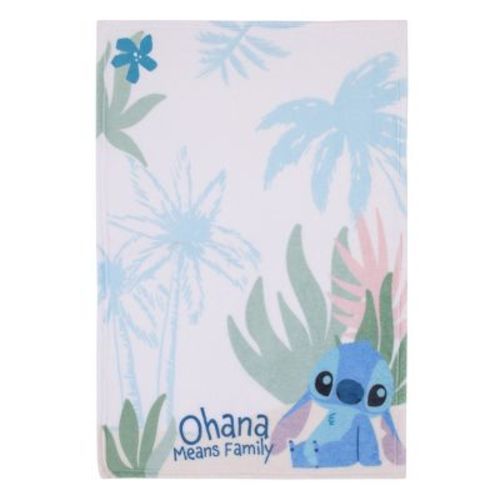 Nojo Disney Stitch Ohana Means Family Blue, Green, And White Super Soft Photo Op Baby Blanket