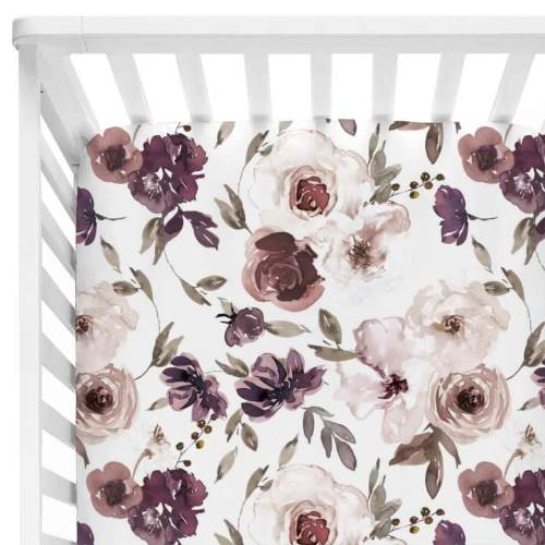 Demis Dusty Purple Floral Crib Sheet