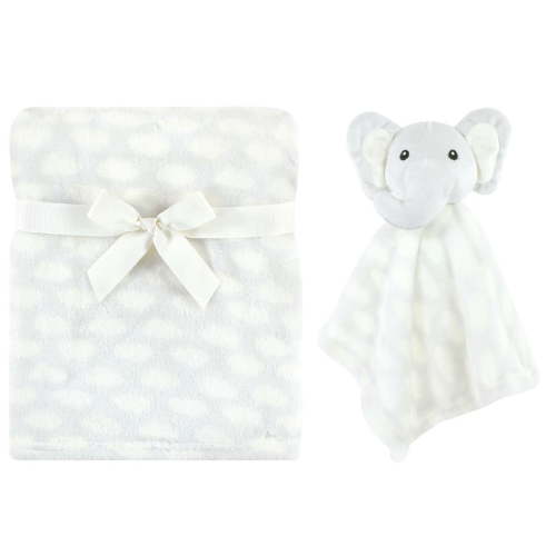 Hudson Baby Unisex Baby Plush Blanket with Security Blanket, Elephant Cloud, One Size