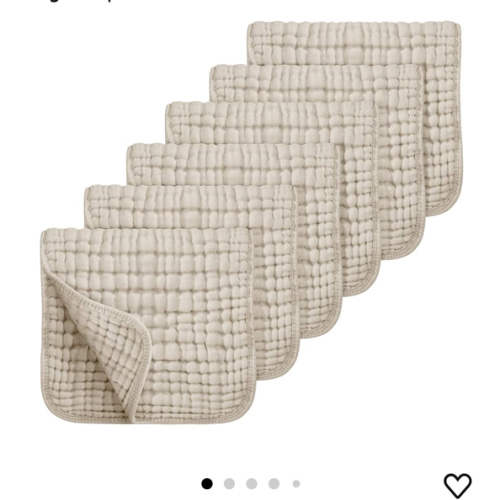 Looxii Muslin Burp Cloths 6 Pack - 20" x 10" - Ultra Soft & Absorbent, 6-Layer 100% Cotton for Spit Up & Drool- Gentle Neutral Burping Cloths, Baby Newborn Essentials Gifts for Boys Girls, Apricot