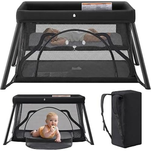 Travel Crib,Portable Baby Crib,Foldable Playpen,Pack and Play (Black)