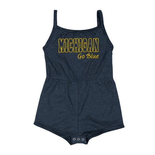Michigan Wolverines Colosseum Girls Infant Elemental Tank Romper - Navy