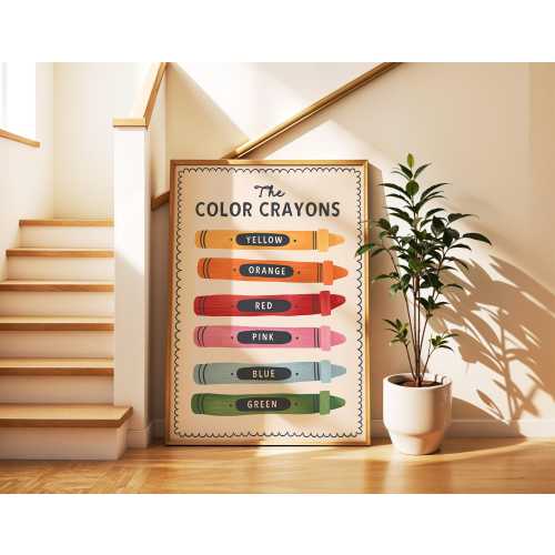 Crayons | Kid's Art Print | Children's Trendy Room Illustration Print | Wall Art for Kids | Colorful Unique Playroom Art | Flower