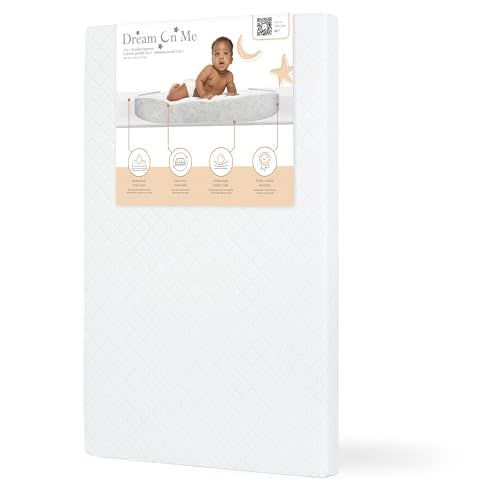 Dream On Me Sunset 3” Fiber Baby Crib Mattress, Greenguard Gold and JPMA Certified Crib Mattress, Fits All Portable & Mini Cribs, Waterproof Vinyl Cover, 10 Years Limited Warranty
