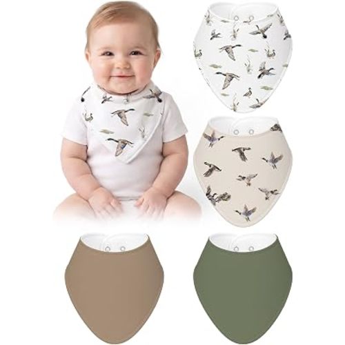 4 Pcs Baby Bandana Bib Cute Baby Nursery Decor Cotton Newborn Infant Feeding Drool Bib for Drooling and Teething Girl Boy