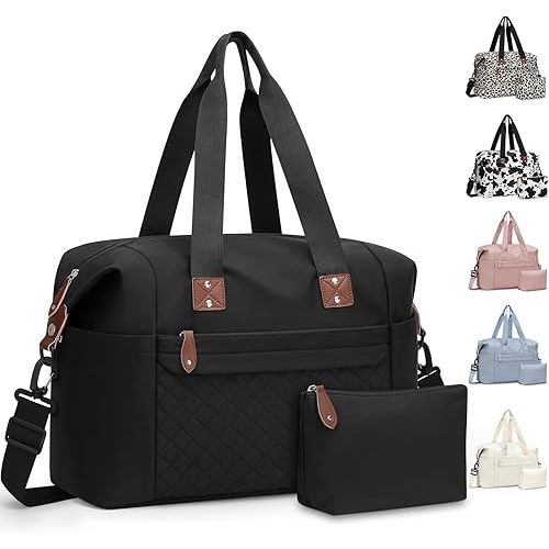 Travel Duffle Bag, Waterproof Weekender Overnight Hospital Bags for Women Men with Toiletry Bag Lightweight Carry on Personal Item Duffle Gym Bag for Travel, Airplanes, Sports