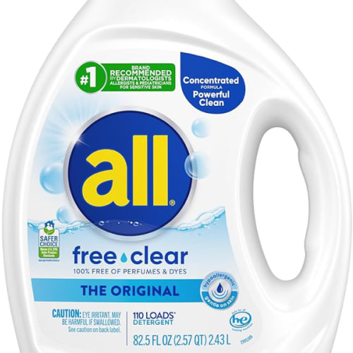 all free clear, Original, Liquid Laundry Detergent for Sensitive Skin, Unscented and Hypoallergenic, Concentrated, 82.5oz, 110 Loads