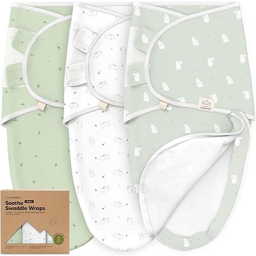 Baby Swaddle Sleep Sacks with Zipper - 3-Pack Newborn Swaddle Sack, Baby Swaddles Sleep Sack 0-3 Months, Wearable Blanket Baby, Baby Swaddle Blanket Wrap, Swaddle Sack, Easy Change Swaddle (Bunnies)