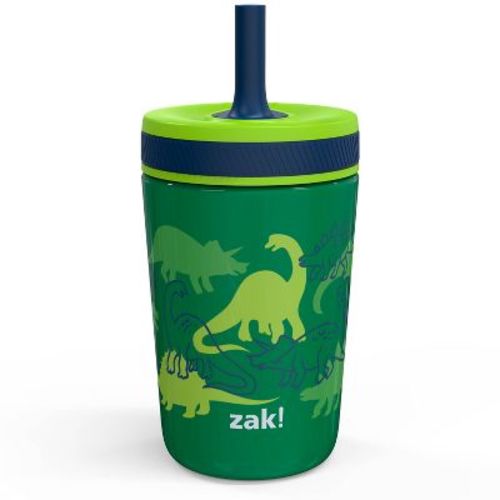 Zak Designs 12oz Stainless Steel Dino Double Wall Kelso Tumbler: Kids Straw Cup, Dishwasher-Safe, Multicolor