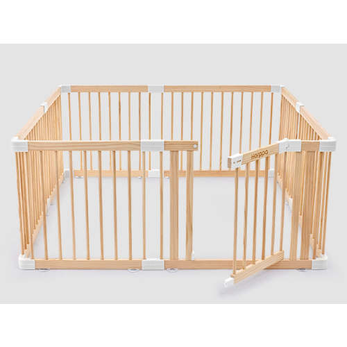 HARPPA Wooden Baby Gate Playpen | Non-Toxic Foldable DIY Adjustable Play Yard for Infants & Toddlers – Natural Finish Baby Fence for Small & Large Spaces