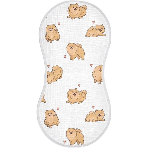 vvfelixl Muslin Burp Cloths Funny Pomeranian Spitz Dogs Baby Washcloths for Baby Girl Boys 2 Pack