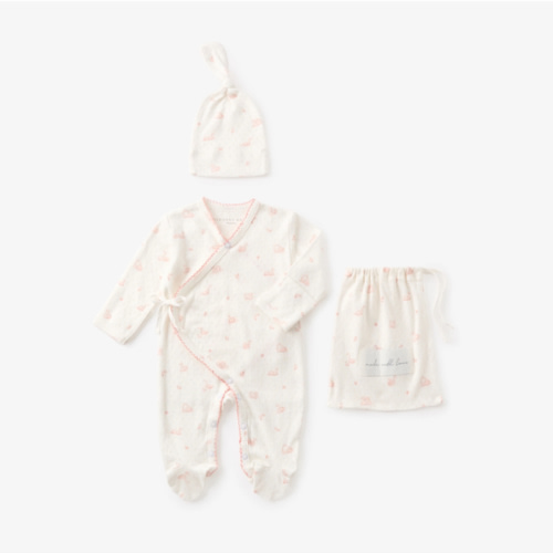 Pink Swan Print Organic Cotton Pointelle Layette 2 Pc Gift Set – Elegant Baby