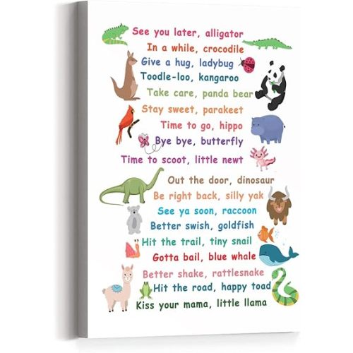 See You Later Alligator Canvas Wall Art,Funny Alligator Canvas Framed Animal Wall Art for Nursery/Kids Playroom/Classroom Decor(12 x 15 Inch)