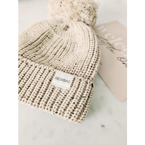 Baby Beanie (Newborn) - 100% Organic Cotton - Speckled Khaki