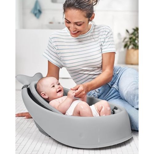 Skip Hop Baby Bath Tub, 3-Stage Smart Sling Tub, Moby, Grey - Grey Tub