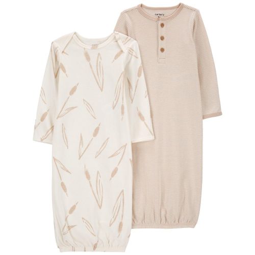 Baby 2-Pack Sleeper Gowns - Brown/White