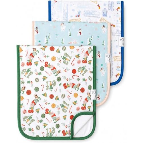 Copper Pearl Premium Baby Burp Cloths - 3-Pack Large Cotton Burp Cloths, Perfect for Baby Boy and Baby Girl Gifts (21" x 10" Size, Christmas Classics Set)