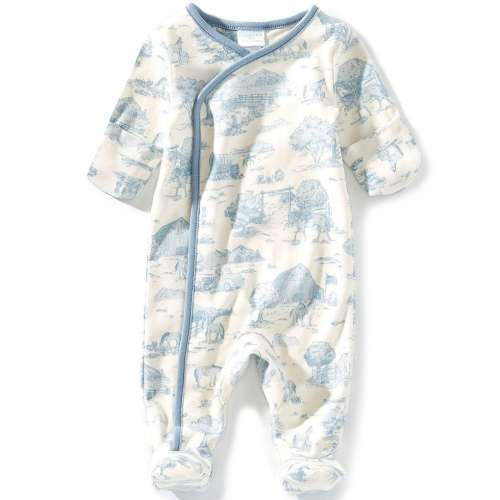 Edgehill Collection Baby Boys Wrap-Front Footie Toile Coverall