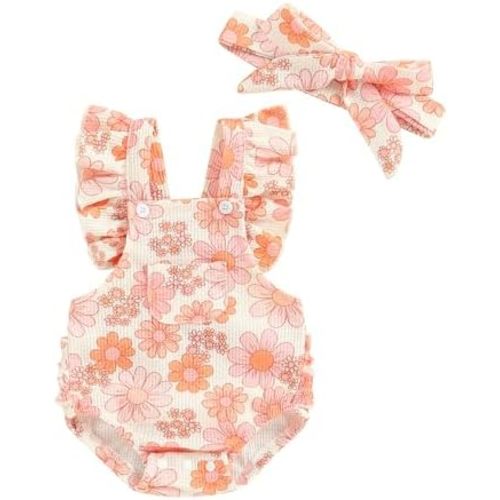 Baby Girl Clothes 3 6 9 12 18 Month Newborn Summer Ruffle Bubble Romper Onesie Floral Bodysuit New Born Outfit