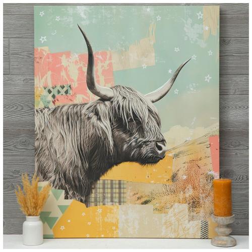 Highland Cow Collage Canvas Wall Decor