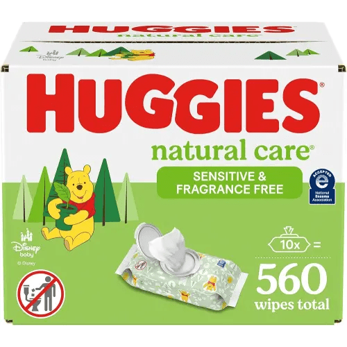 Huggies Natural Care Sensitive and Fragrance-Free Baby Wipes, 56 count (Pack of 10) - Packaging May Vary