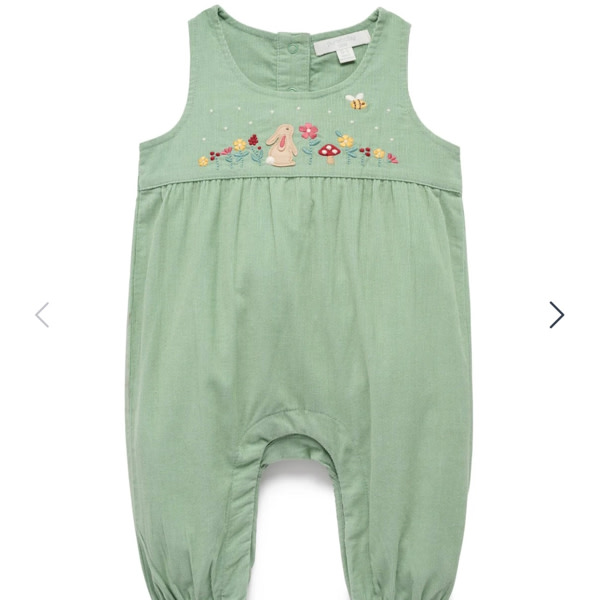 Embroidered Corduroy Romper